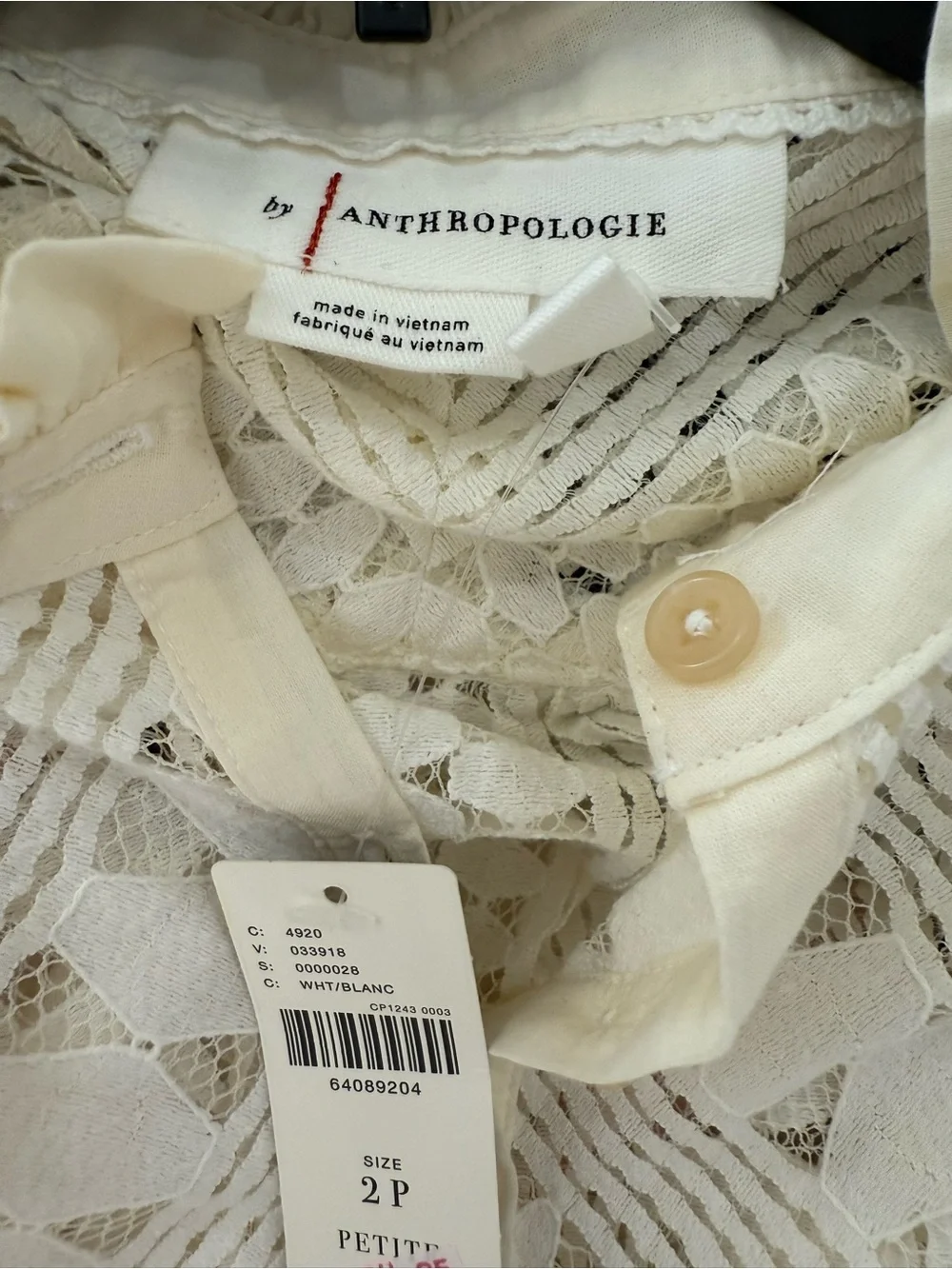 Anthropologie Cream Lace Blouse